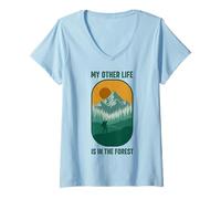 Womens Nature Outdoor Hike Design My Other Life is in The Forest V-Neck T-Shirt