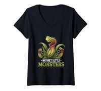 Womens Nature’s Little Monsters Carnivorous Plant Grower V-Neck T-Shirt