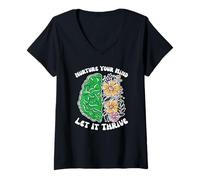 Womens Nature Your Mind let it Thrive Mental Health V-Neck T-Shirt