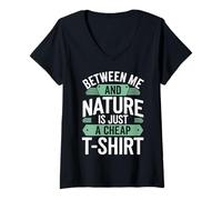 Womens Naturist Funny Nudist V-Neck T-Shirt