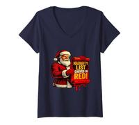 Womens Naughty List | Funny Horror Christmas V-Neck T-Shirt