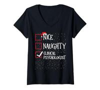 Womens Naughty Nice Clinical Psychologist - Christmas List Pajama V-Neck T-Shirt