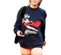 Women's Navy Atlantic Blue Fly Lady Princess Printed Diana Fleece with Inner Sweatshirt