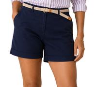 Women's Navy Chino Shorts Beige Belt Summer Casual Tom Tailor