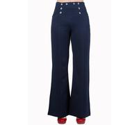 Women's Navy High Waist Nautical Wide legs Stay Awhile Trousers BANNED Apparel