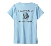 Women's NAYSAYERS Gonna NAYSAY Fun William Shakespeare Meme ON Back V-Neck T-Shirt, Baby Blue, Small