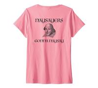 Women's NAYSAYERS Gonna NAYSAY Fun William Shakespeare Meme ON Back V-Neck T-Shirt, Pink, XX-Large