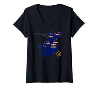Womens NC500 Map Route Coast of Scotland Road Trip North Highlands V-Neck T-Shirt