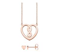 Women's Necklace and Earrings Set - Heart & Infinity Design in 925 Sterling Silver with 750 Rose Gold Plating- 42 cm - female - THOMAS SABO - Necklaces - Pink - ONE SIZE - Accessories ONE SIZE
