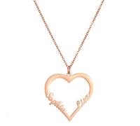 Women's Necklace English Letters DIY Heart Shaped Double Name Pendant Stainless Steel Necklace Clavicle Chain Birthday Gift Girls Jewellery