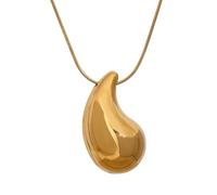 Women's Necklace Heart Pendant Anchor Chain Fashionable Hollow Waterdrop Set Pendant With Snake Bone Chain Earrings, 18K Gold Plated, Polished Artisan Jewelry