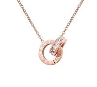 Women's Necklace Heart Pendant Anchor Chain Hollow Double Ring, Fashionable Personality, Small Waist, Mixed Number, Pendant, Golden Women's Necklace