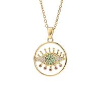Women's Necklace Heart Pendant Anchor Chain Jewelry Clavicle Chain Colored Zircon Eye Pendant Devil's Eye Necklace