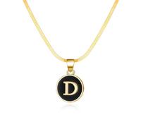 Women's Necklace Heart Pendant Anchor Chain Necklace With 26 Letters, English Letter, Round Plate, Pendant, Necklace, Women's Snake Chain