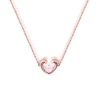 Women's Necklace, Necklace Women's Heart Plated Valentine's Day Christmas Chain Woman Girl with Red Garnet Red, Cubic