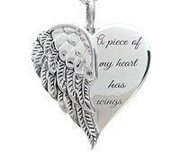 Womens Necklace Romantic Love Heart Angel Wing Pendant Necklace Silver Chain Choker Necklace Jewelry with Letter a piece of my heart has wings Birthday Christmas Valentine's Day s Silver