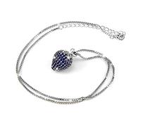 Women's Necklace Strawberry Pure 925 Silver Chain with Strawberry Pendant with Blue and Green Crystal Clear 5A Zirconia Stones Including Jewellery Box and Certificate of Authenticity