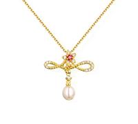Women's Necklace, Women's Necklace Pendant Infinity -Plated Valentine's Day Christmas Chain Woman Girl with White Pearl, Pearl