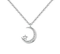 Women's Necklace, Women's Necklace Pendant Stars and Moon Christmas Valentine's Day Woman Girls Cubic Ring, Cubic