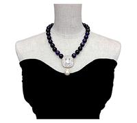 Women's Necklaces 14mm Purple Tiger Eye Necklace 16x27mm Cubic Zirconia Pave White Shell Pearl Pendant for Women Jewelry