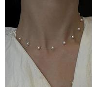 Women's Necklaces Accessories Handmade crystal bead necklace for women, pearl collarbone chain, fishing line clothing accessories gifts for women