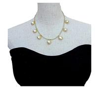 Women's Necklaces Green Peridot Choker Necklace Cultured White Pearl Charm 17inch
