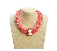 Women's Necklaces Jewelry 18inch 5 Strands White Rice Pearl Coral Chips Chokers Necklace for Women