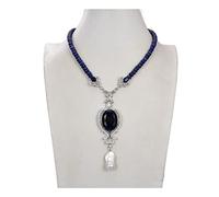 Women's Necklaces Jewelry 19inch Faceted Rondelle Blue Lapis Necklace Pearl Pendant