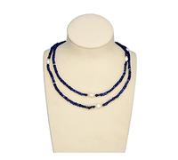 Women's Necklaces Jewelry 2 Rows Faceted Blue Lapis Real White Rice Freshwater Pearl Choker Necklace 18inch Cute Style for Women