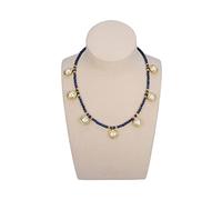 Women's Necklaces Jewelry Blue Lapis Lazuli Choker Necklace Cultured White Pearl Charm 17inch Cute for Women