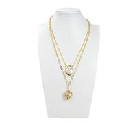 Women's Necklaces Jewelry Cultured White Pearl White Quartz Druzy Charm Chain Layers Necklace
