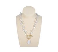 Women's Necklaces Jewelry Freshwater Cultured White Pearl Necklace Coin Pearl Charm Clasp 18inch for Women
