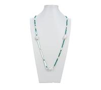 Women's Necklaces Jewelry Freshwater White Baroque Pearl Green Agates Gems Stone Long Necklace for Women