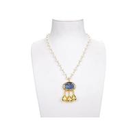 Women's Necklaces Jewelry Freshwater White Pearl Necklace Blue kyanite Pendant 18inch