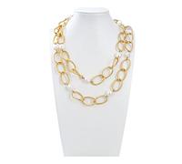 Women's Necklaces Jewelry Pearl 39inch 11-13MM Baroque Pearl Gold Color Chain Necklace