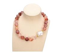 Women's Necklaces Jewelry Stone 20inch 14mm Faceted Lepidocrocite Quartz White Pearl Necklace