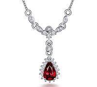 Womens Necklaces Mama, Ruby Pendant Necklace with White Gold 0.5Carat VVS2 Very Good Cut Gemstone 18K Luxurious Ladies Necklace