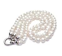 Women's Necklaces Real Freshwater Double Pearl Necklace for Women,Real White Wedding Pearl Necklaces