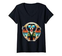 Womens Nederlandse Kooikerhondje Dog Owner Summer Vibes Vacation V-Neck T-Shirt