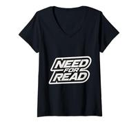 Womens Need for Read Funny Book Lover Reader Quote Joke Saying Worm V-Neck T-Shirt