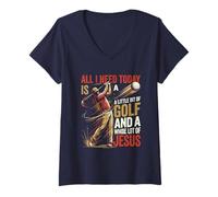 Women's Need Golf and Jesus for Christian and Catholic V-Neck T-Shirt