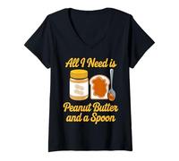 Women's Need Peanut Butter and A Spoon Food Couples Peanut Butter V-Neck T-Shirt