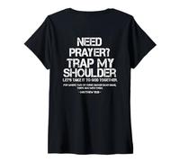 Women's Need Prayer Tap My Shoulder Bible Verse Christian Saying V-Neck T-Shirt