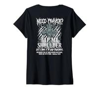 Women's Need Prayer Tap My Shoulder Let's Take It to God Together V-Neck T-Shirt