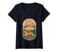 Women's Needle Felting Felted Animals V-Neck T-Shirt