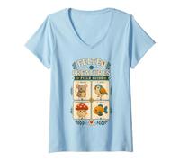 Women's Needle Felting Felted Animals V-Neck T-Shirt