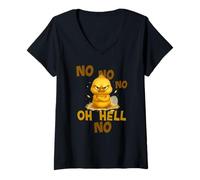 Womens Negative, no oh hell no, baby chick, bird, chicken V-Neck T-Shirt