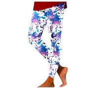 Women's Neon High Waisted Artistic Printed 80s Stretch Leggings Women's Yoga Running Soft Pants Bright Young Women Pants for Gym Fitness Workout Running Casual Work