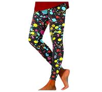 Women's Neon High Waisted Artistic Printed 80s Stretch Leggings Women's Yoga Running Soft Pants Bright Young Women Pants for Gym Fitness Workout Running Casual Work