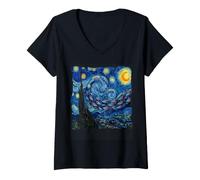 Women's Neon Tetra Starry Night Neon Tetra V-Neck T-Shirt